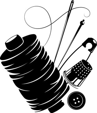 black sewing tools silhouette clip art preview