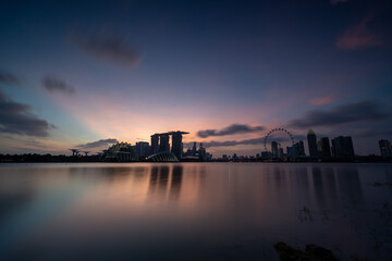 Singapore skyline at sunset time