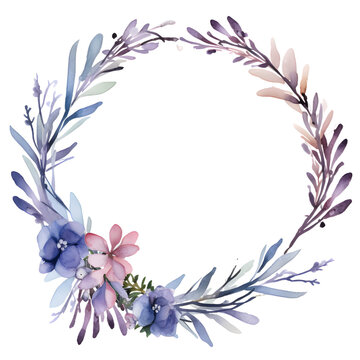 Winter flower Wreath, Watercolor Wreath, Winter Floral Round Frame