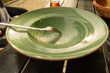 Dirty Green Plate, Empty Bowl after Dinner