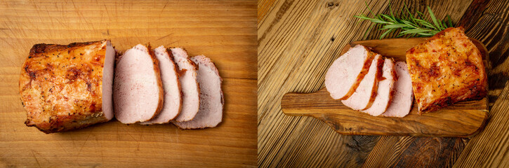 Baked Pork Cut, Roasted Sliced Loin, Tenderloin Ham Piece