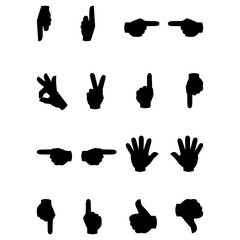 set of silhouettes of hands