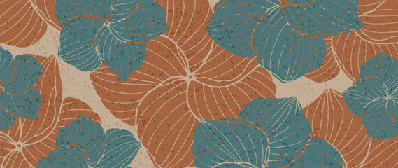 Abstract floral retro background with orange and blue flowers. Vector background for decor, wallpaper, covers, cards and presentations.
