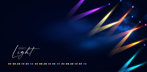 Fototapeta premium Show light. Colorful spotlights with fay. Transparent light effect.