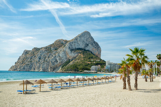 Calpe (Calp), Spain. Fossa Beach view and Ifac rock