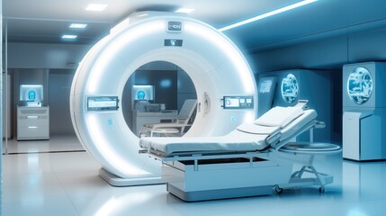 High-tech modern CT scan room.