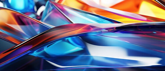 Colorful glass 3d object on black background, abstract wallpaper design