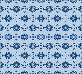 Fototapeta premium Japanese Circle Flower Diamond Vector Seamless Pattern