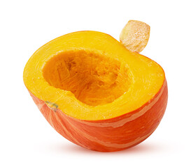 Fresh red hokkaido pumpkin cut in half