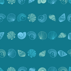 Vector blue stripes shells seamless pattern background. Perfect for fabric, scrapbooking, and wallpaper projects