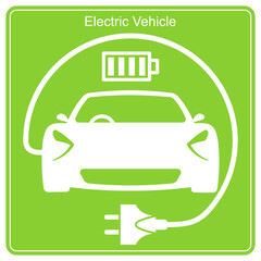 Electric Vehicle charging station, electric car with plug icon, EV car