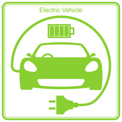 Electric Vehicle charging station, electric car with plug icon, EV car