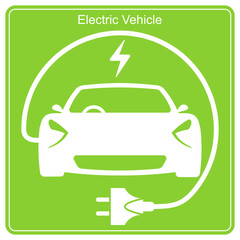 Electric Vehicle charging station, electric car with plug icon, EV car