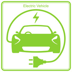 Electric Vehicle charging station, electric car with plug icon, EV car