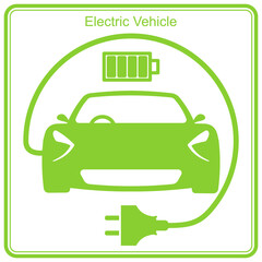 Electric Vehicle charging station, electric car with plug icon, EV car
