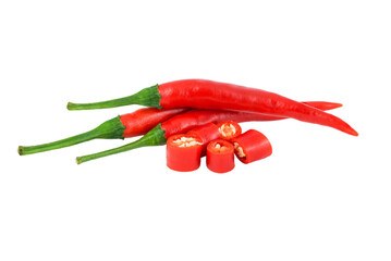 Red chili isolated on transparent background with png. Spicy chili Asia food spice. 
