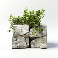 View Cinder Block Planteron A Completely White B A, Isolated On White Background, High Quality Photo, Hd