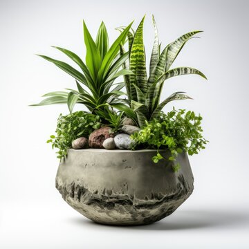 View Concrete Planter With Legson A Completely W 3, Isolated On White Background, High Quality Photo, Hd