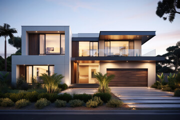 Fototapeta na wymiar australian modern house design with a front lawn