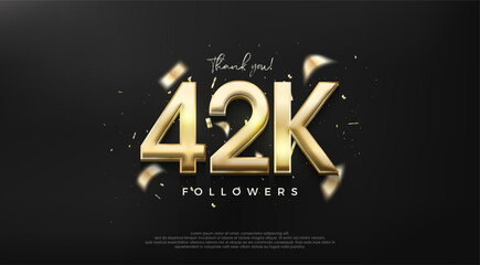 Shiny gold number 42k for a thank you design to followers.