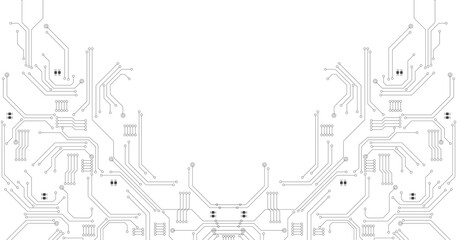 Black circuit diagram on white background. High-tech circuit board connection system.Vector abstract technology on white background.