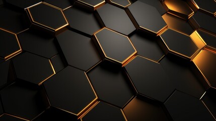 Elegant Black and Gold Hexagon Wallpaper