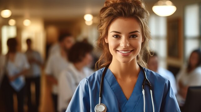 Portrait of a proud female dental hygienist student in college, smiling confidently as she represents her future occupation.
