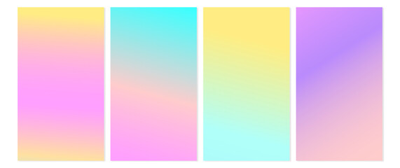 Set of vector gradient backgrounds in soft pastel colors. gradient for web,booklets, banners, branding, social media.