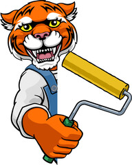 Rhino Painter Decorator Paint Roller Mascot Man