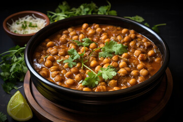 choley, chole masala or chana an indian food made of chickpeas, Indian food - obrazy, fototapety, plakaty