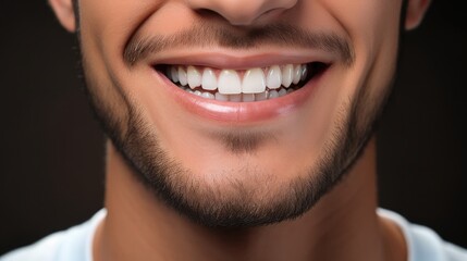 Young man with strong teeth and beautiful smile.