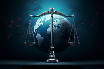 Fototapeta premium globe on scale generative ai