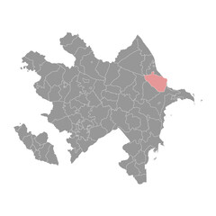 Khizi district map, administrative division of Azerbaijan.