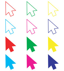 Cursor icon vector. Click arrow icon sign symbol in trendy flat style. Set elements in colored icons. Pointer vector icon illustration isolated on white background