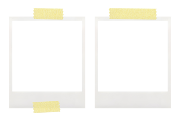 Empty Polaroid photo frame templates on transparent background	