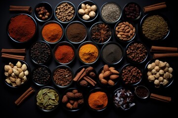Obraz na płótnie Canvas Gourmet Palette Mastering the Art of Mixing Spices and Herbs for Memorable Dishes!