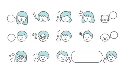 人物イラスト　表情アイコンセット