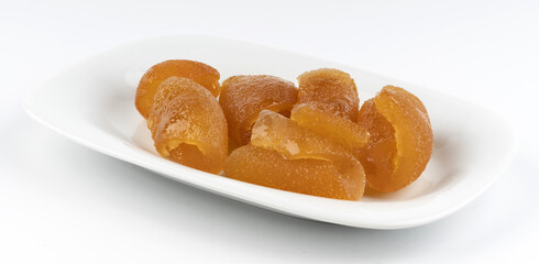 citrus dessert in a white plate