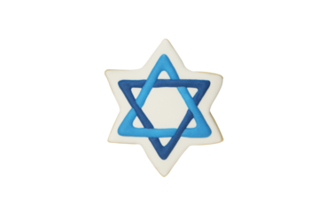PNG, Gingerbread with images of Jewish symbols, isolated on white background