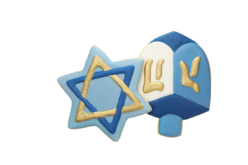 PNG, Gingerbread with images of Jewish symbols, isolated on white background