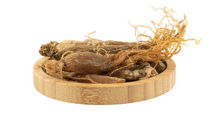 ginseng root in a wooden bowl
