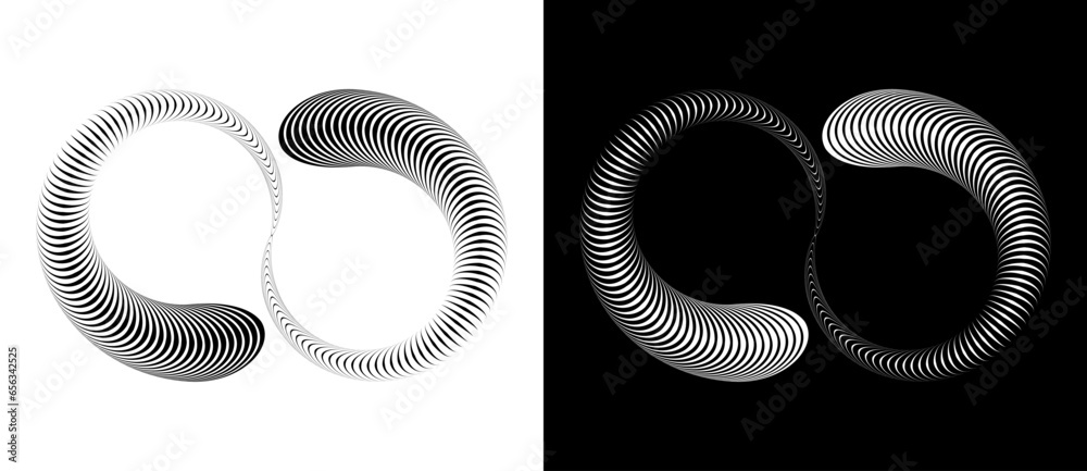 Poster abstract background with wavy lines in spiral. art design spiral as logo or icon. a black figure on 