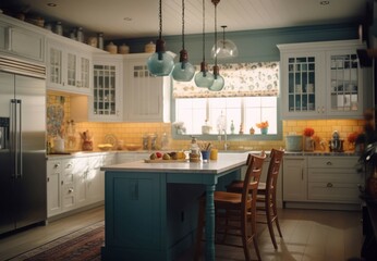 Simple kitchen room. Modern design. Generate Ai