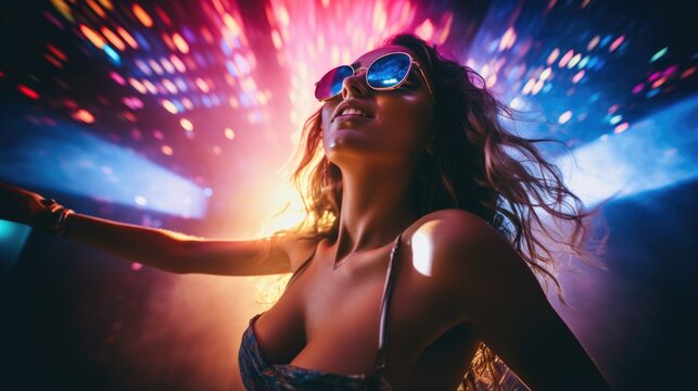 Beautiful woman in a nightclub. Lifestyle, entertainment concept.