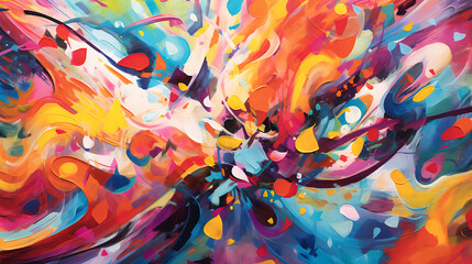 Colorful Chaos: Visual representations of a vibrant and energetic abstract background, combining bold colors, shapes, and patterns to create an eye-catching and dynamic visual experience