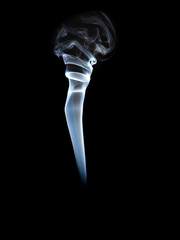 White smoke on black background