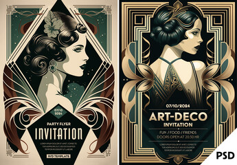 Art Deco flyer designs (Ai generated background)