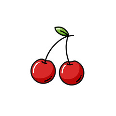 cherry icon in colors and filled outline style