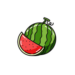 watermelon icon in colors and filled outline style