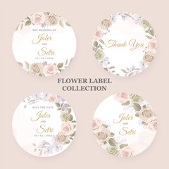 Collection of modern hand drawn floral labels